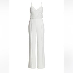 Amsale Caviar Beaded Crepe Jumpsuit 0